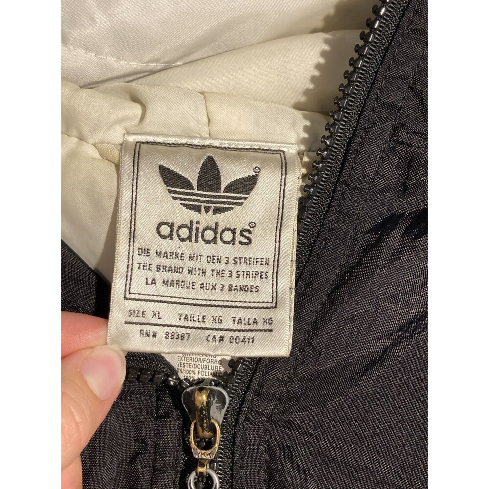 VTG 90s Adidas Originals Big Trefoil Logo Windbreaker Jacket Black XL - Picture 4 of 7